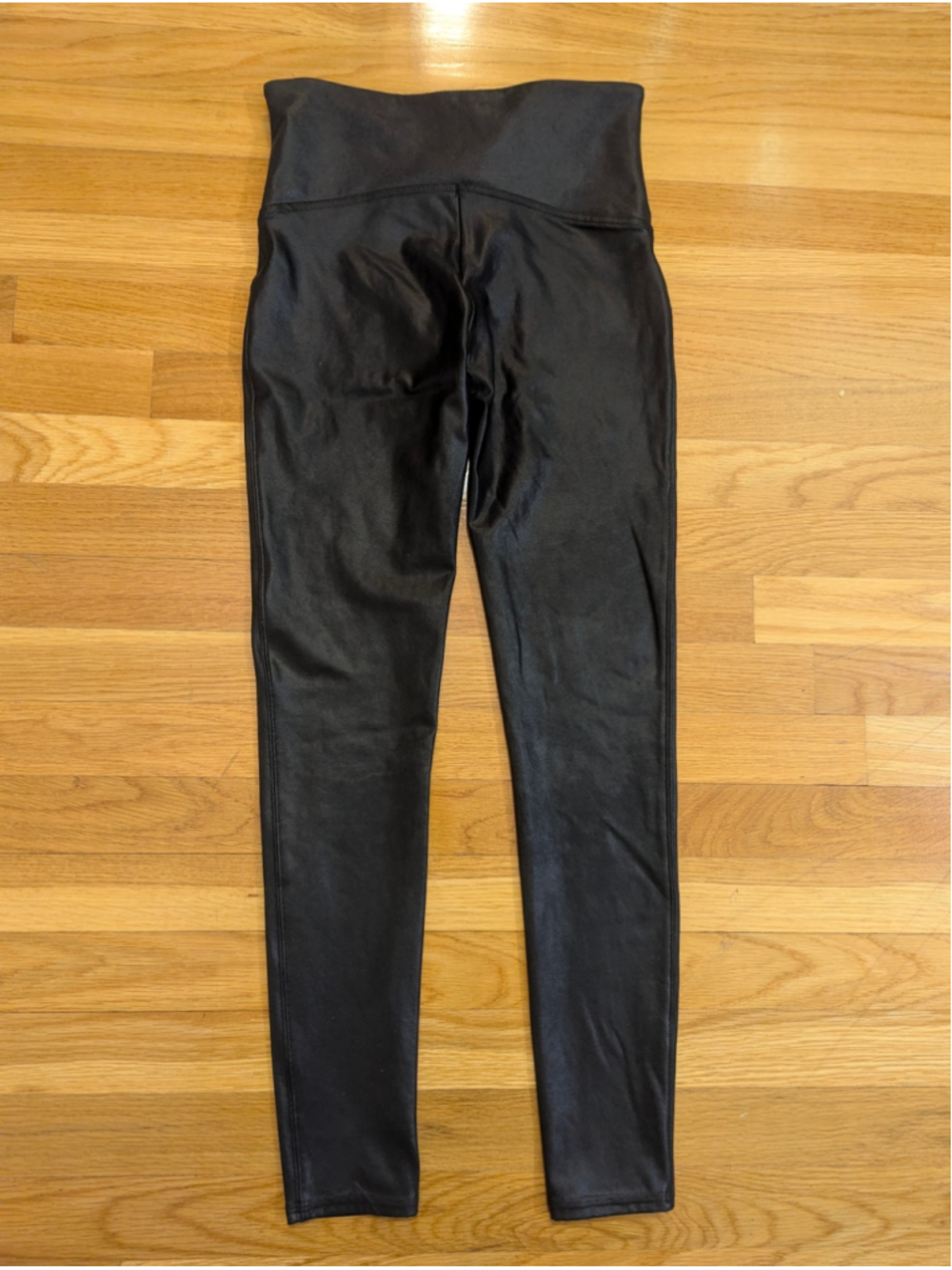 SPANX Black Faux Leather Leggings Large - Picture 6 of 13